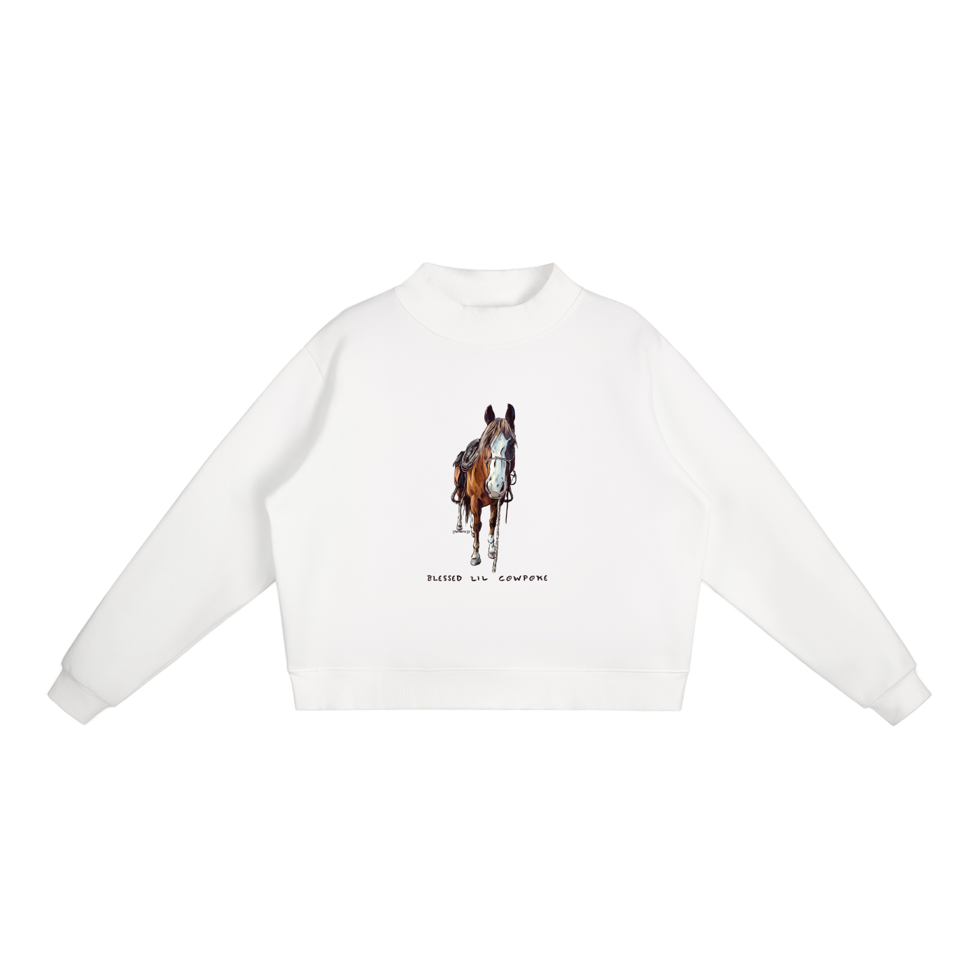 Blessed Lil Cowpoke Mock-Neck Crew Sweatshirt